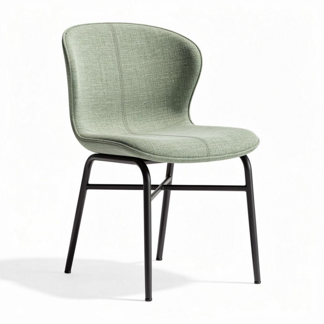 Fabric dining chair with metal legs in light green 40 x 40 x 80cm