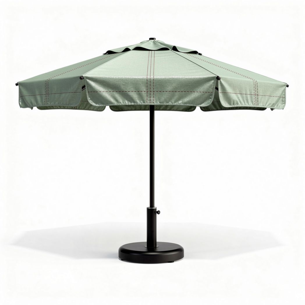 Metal patio umbrella with fabric canopy 250cm green for outdoor use