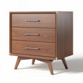 Wooden nightstand with three drawers in walnut finish 60 x 45 x 70cm