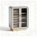 Modern glass front storage cabinet with wooden base 60 x 40 x 80cm